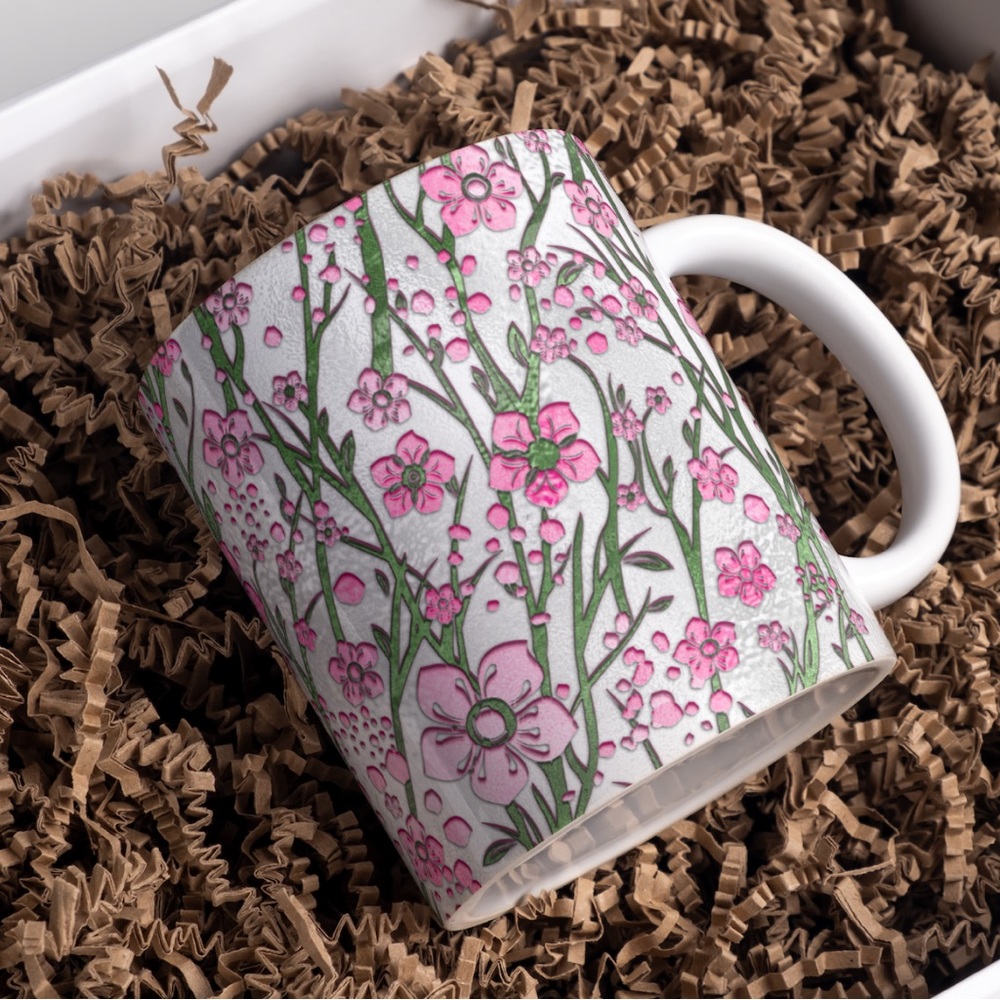 Handmade Cherry Blossoms Coffee Cup | New 15oz Sublimated Coffee Mug